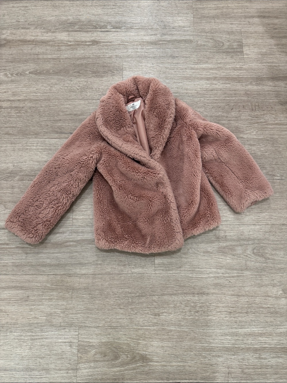 H&M Plush Faux-Fur Kids Jacket in Rose